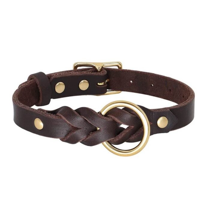 Genuine Leather Dog Collar Leash Set7
