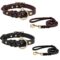 Luxury Leather Dog Collar (with Leather Lead) for Medium and Large Dogs